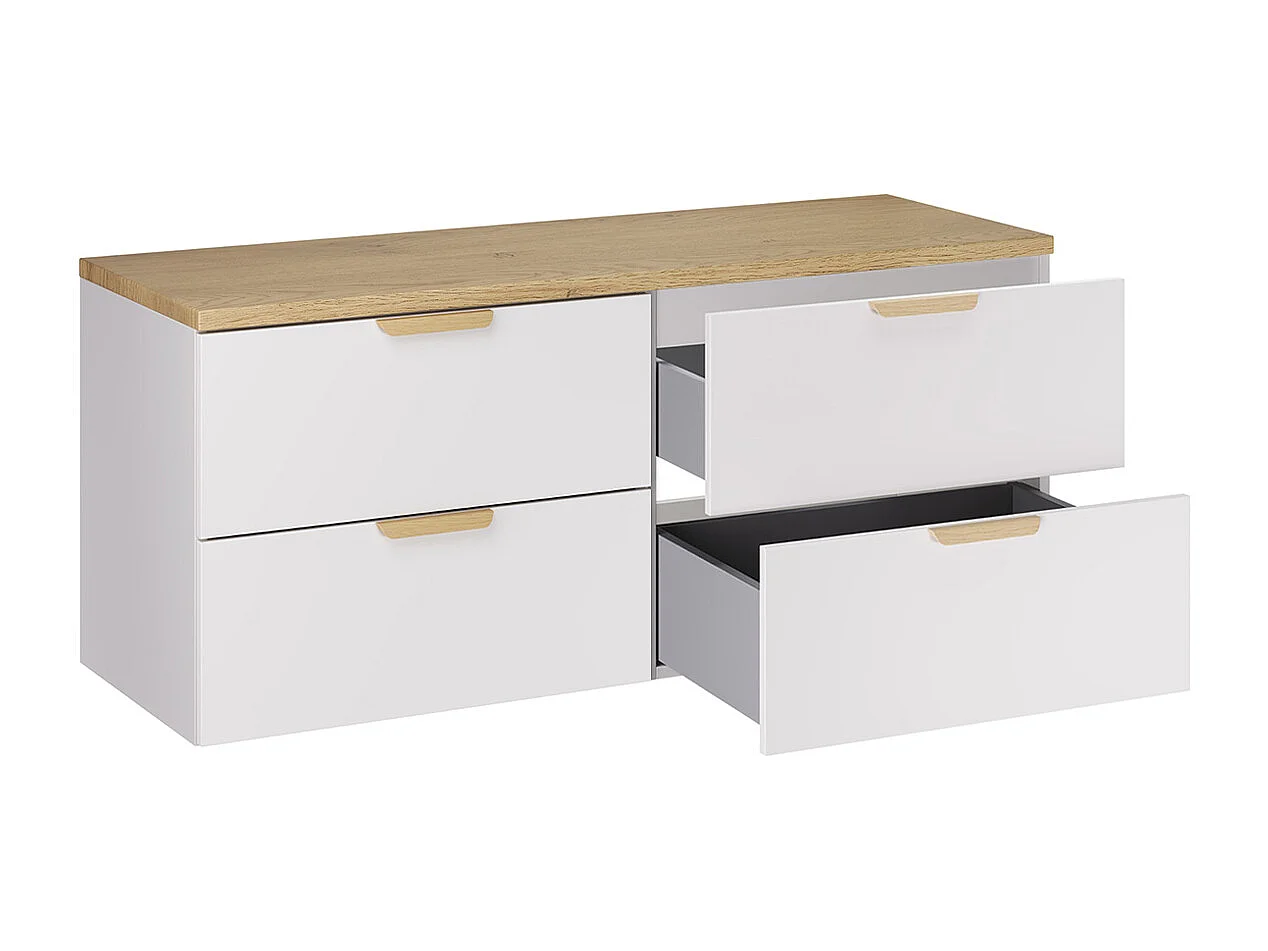 Set Waschtischunterschrank 120cm und Säule Oria Mattweiß