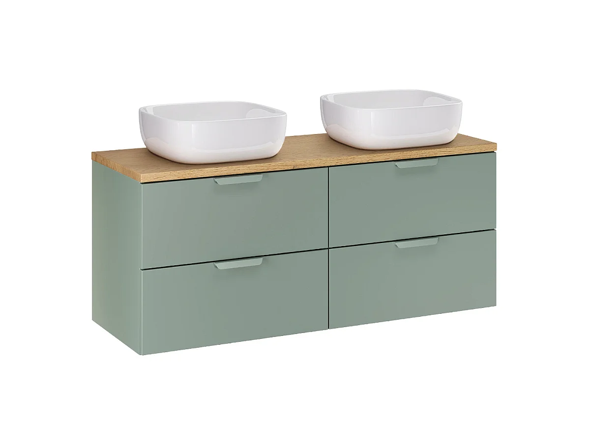 Ensemble meuble double vasque 120cm et colonne Oria Vert mat