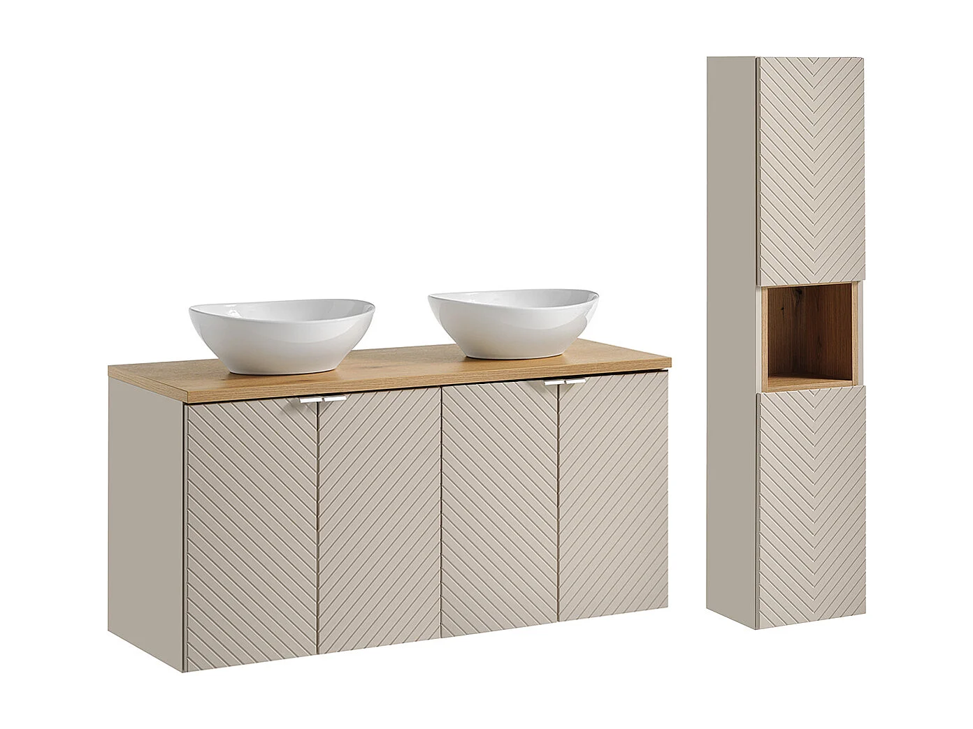 Set di mobili da bagno doppio lavabo Manoa cashmere - marrone 120cm
