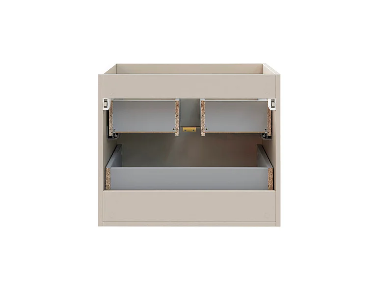 Ensemble meuble simple vasque 120cm 3 tiroirs colonne et miroir LED Azel Cachemire et Bois