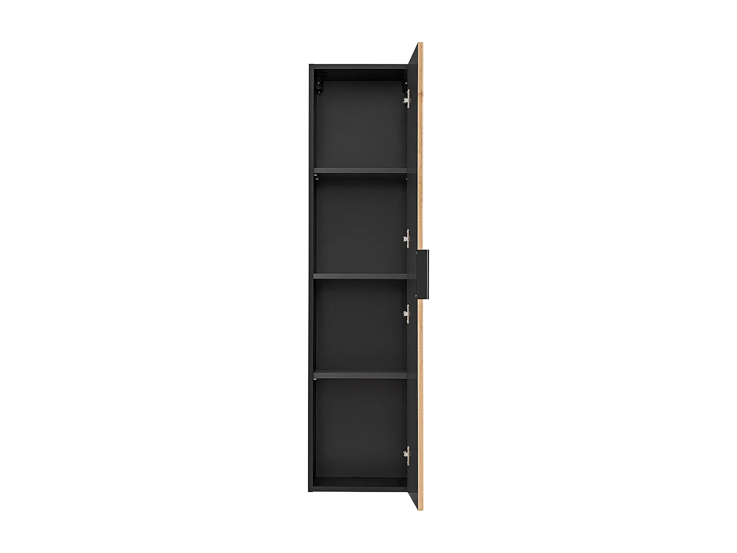 Set mobile lavabo singolo da incasso 60cm specchio LED e colonna Gaia Legno e Nero Lavabo Nero