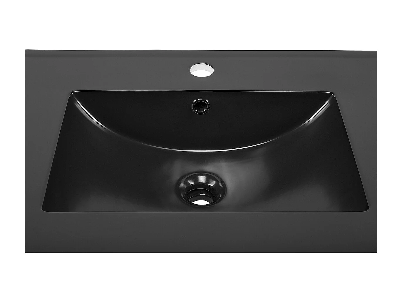 Set mobile lavabo singolo da incasso 60cm specchio LED e colonna Gaia Legno e Nero Lavabo Nero