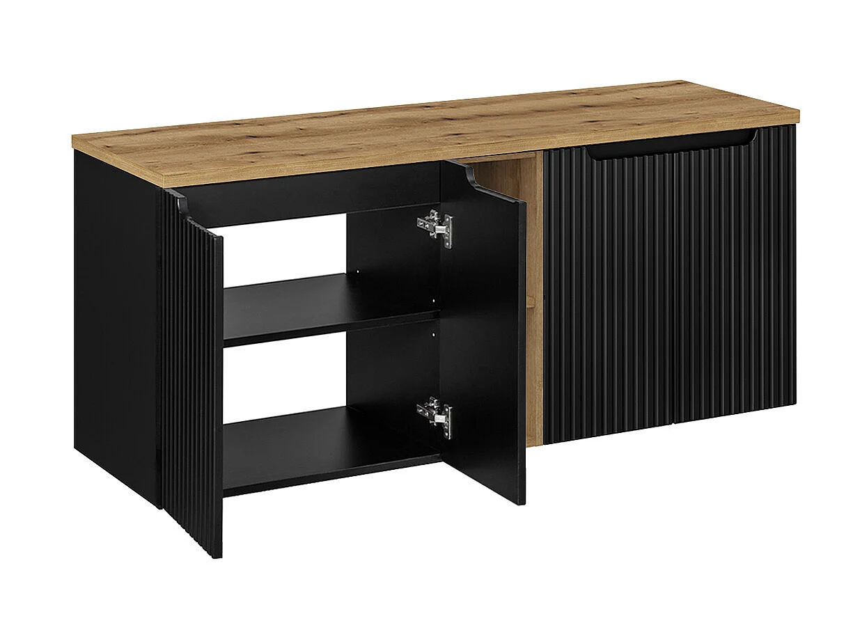 Set di mobili da bagno doppio lavabo Riva nero e marrone 140cm