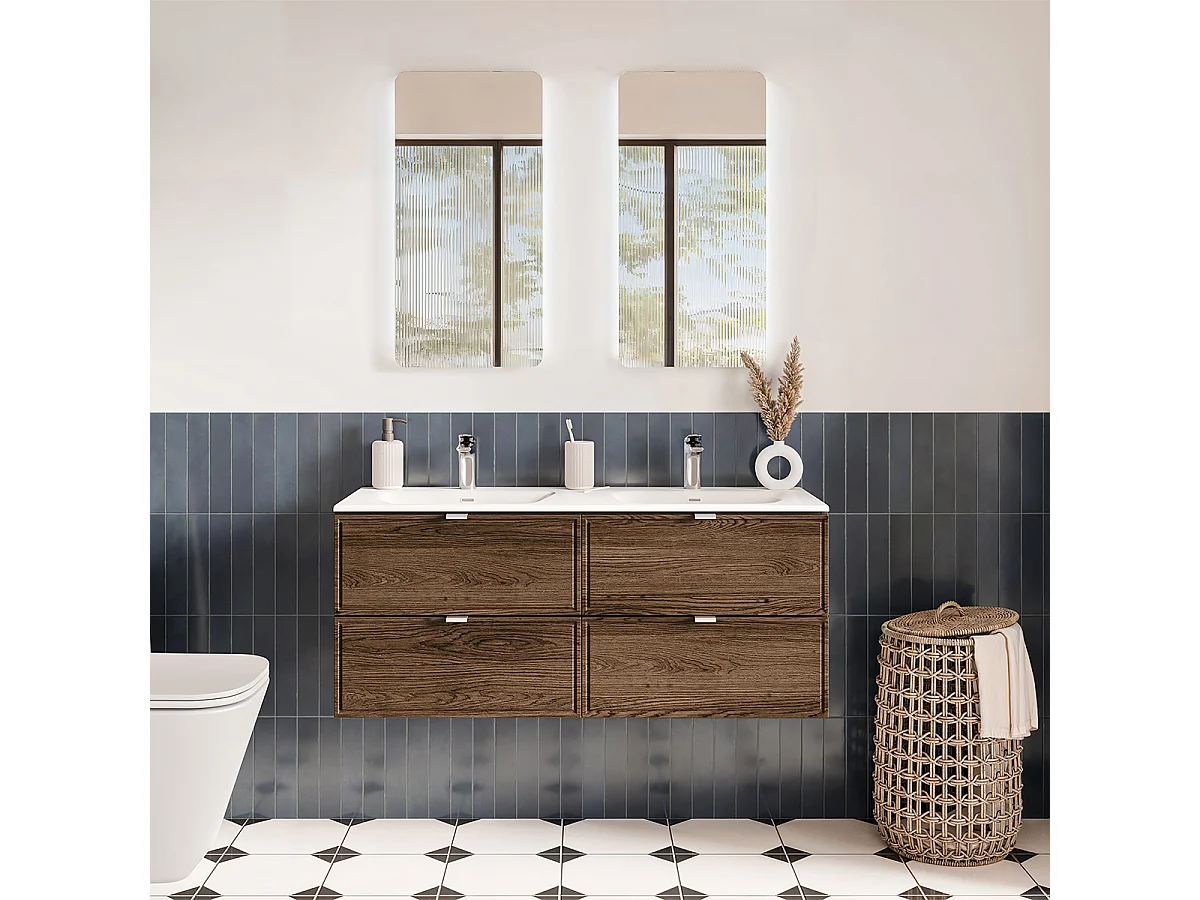 Set di mobili da bagno doppio lavabo Elena marrone e nero 120cm