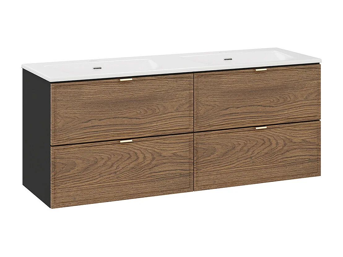Set di mobili da bagno doppio lavabo Elena marrone e nero 120cm