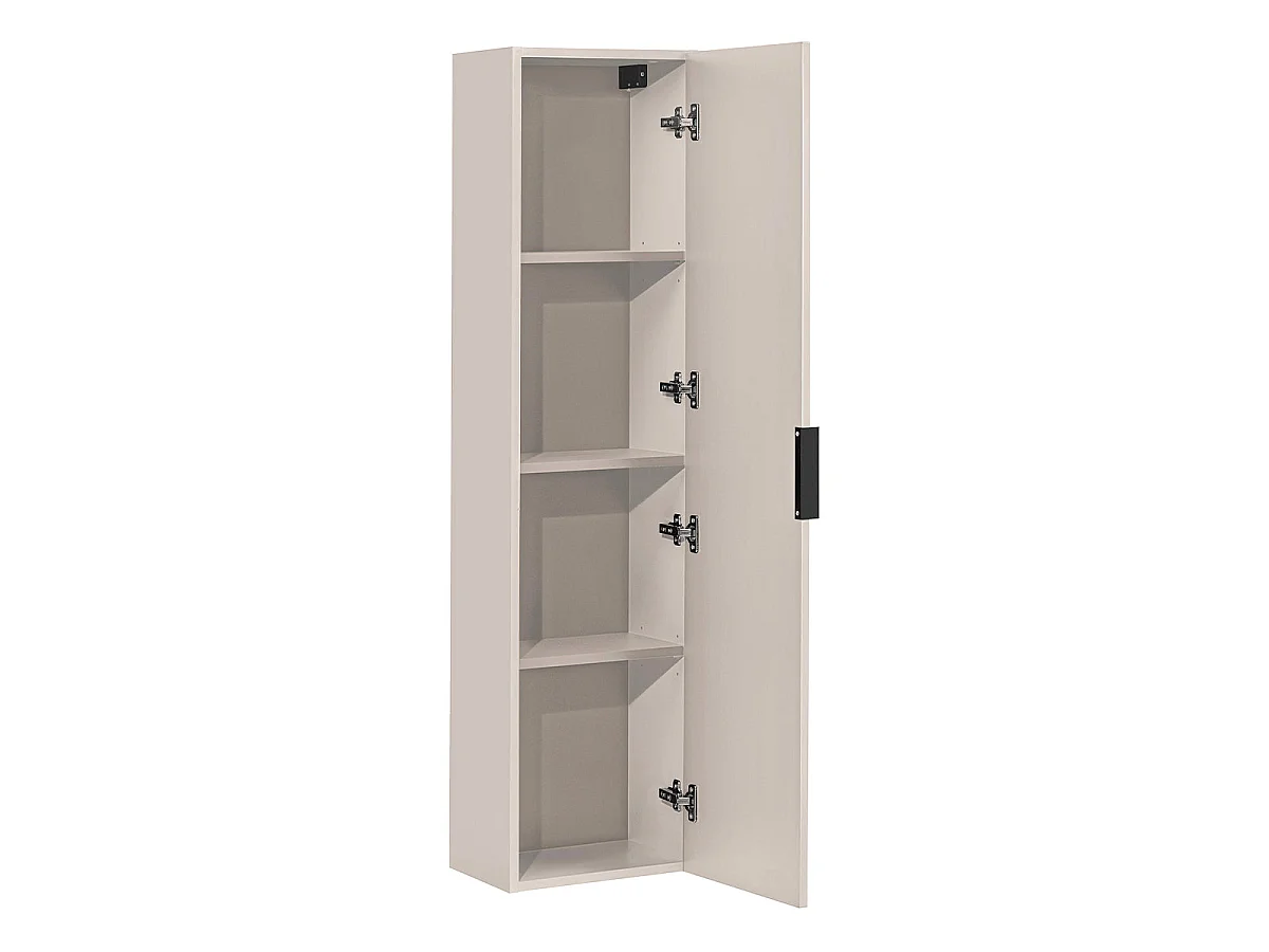 Ensemble meuble simple vasque 120cm 2 niches panier à linge et colonne Adriel Cachemire et Bois
