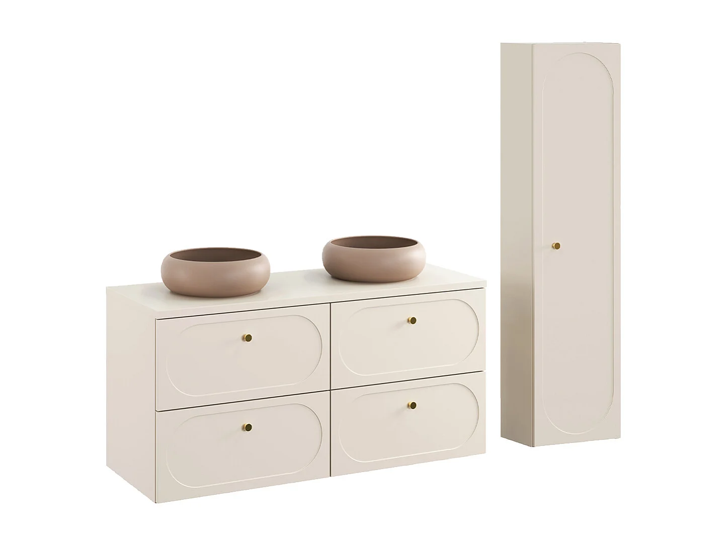 Set di mobili da bagno doppio lavabo Sanae beige sabbia 120cm