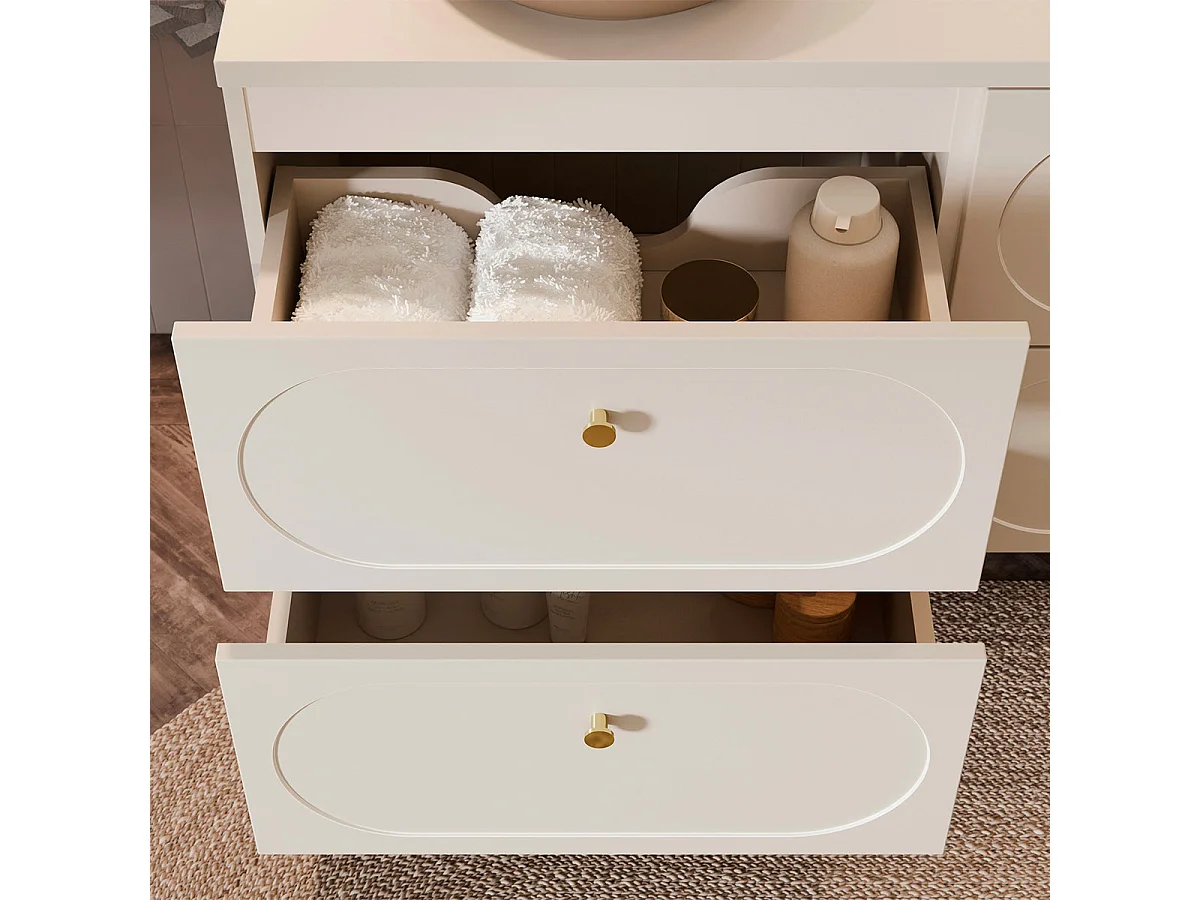 Ensemble meuble double vasque 120cm et colonne Sanae Beige sable