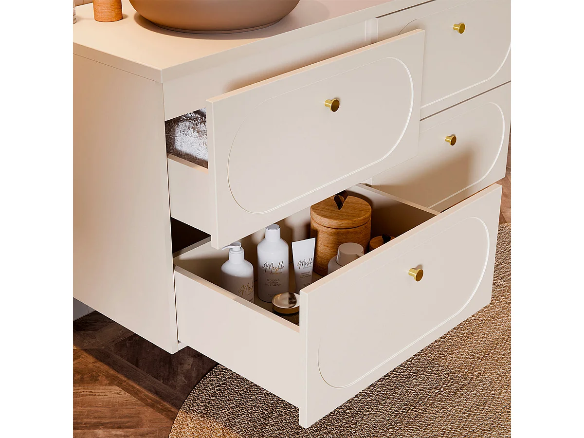 Ensemble meuble double vasque 120cm et colonne Sanae Beige sable