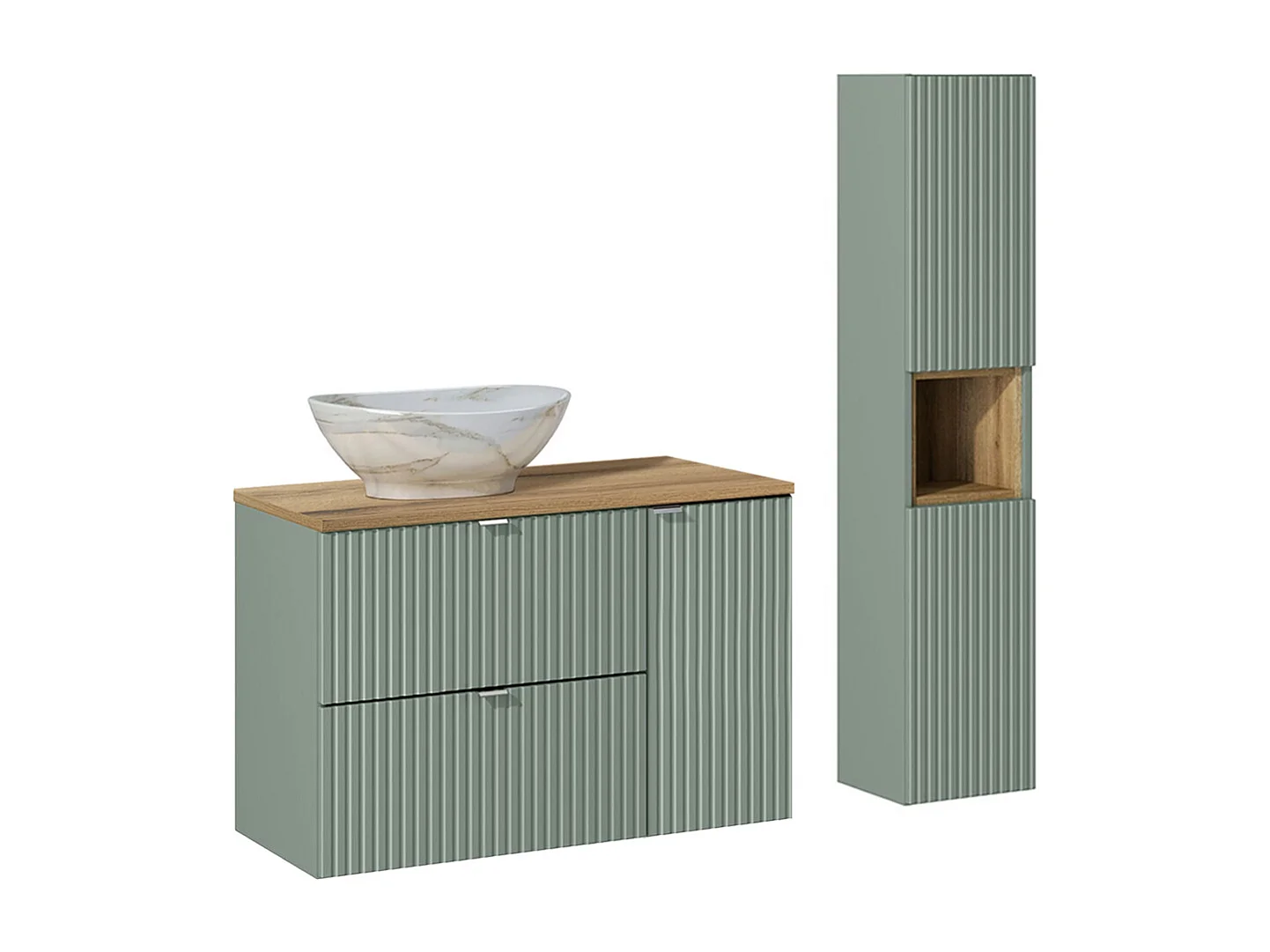 Ensemble meuble simple vasque 90cm et colonne Jade Vert