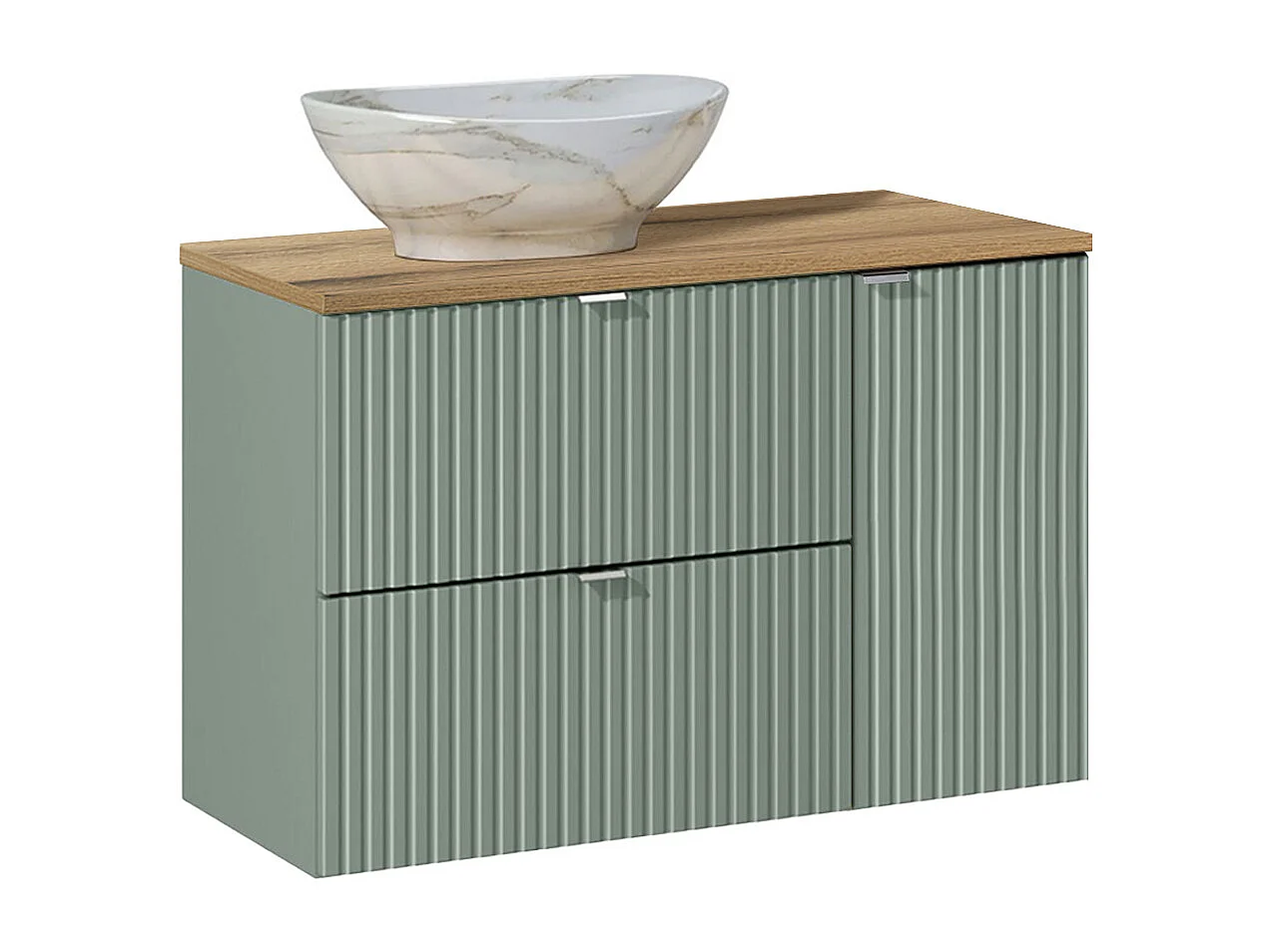 Ensemble meuble simple vasque 90cm et colonne Jade Vert