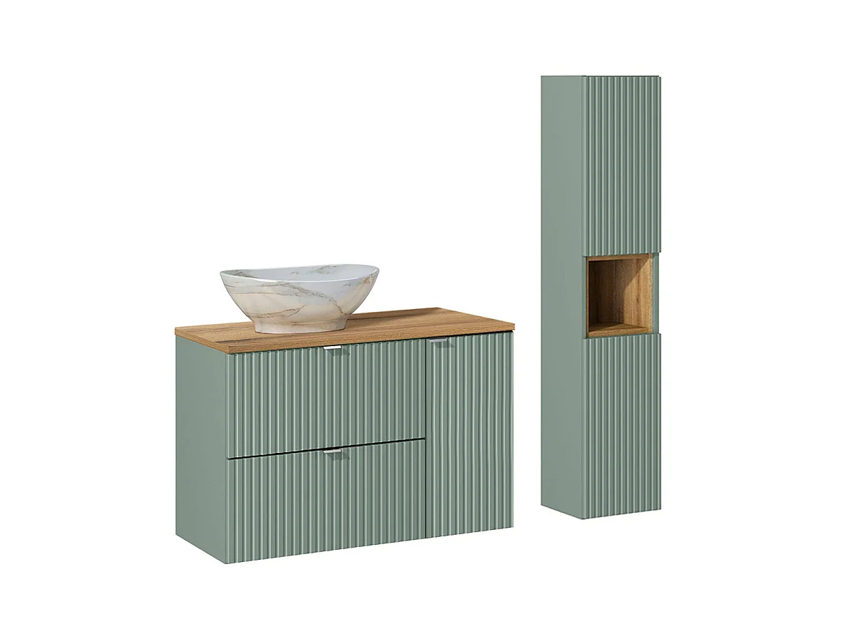 Ensemble meuble simple vasque 90cm et colonne Jade Vert