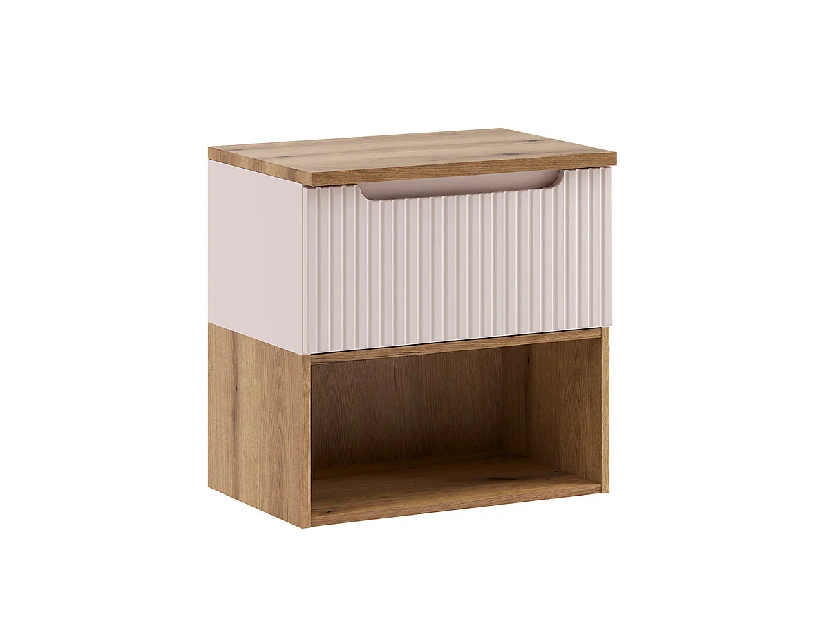 Ensemble meuble sous-vasque 60cm et colonne Riva Cachemire et Bois