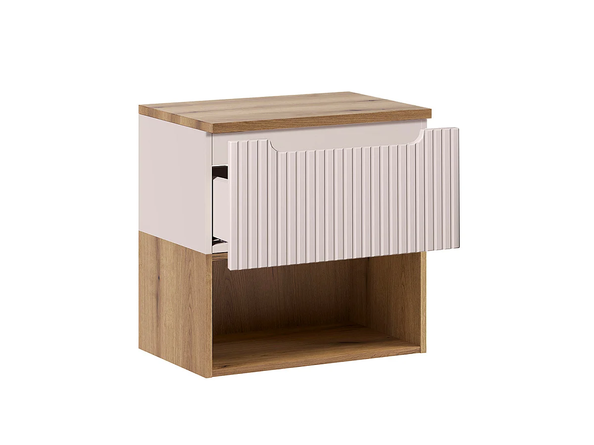 Ensemble meuble sous-vasque 60cm et colonne Riva Cachemire et Bois