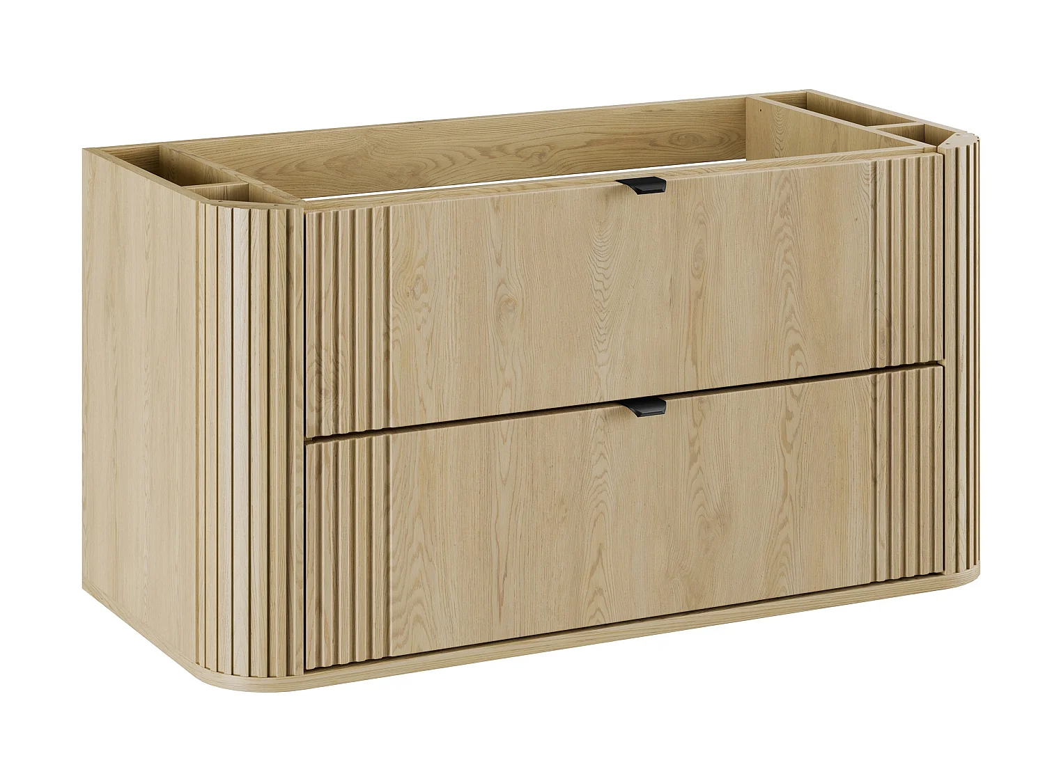 Set aus Einzelmöbel, Einbauwaschbecken 100cm und Säule Mila Holz