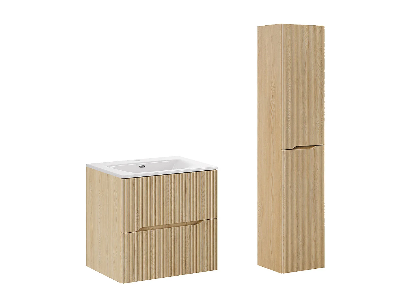 Set di mobili da bagno con lavabo Isaline rovere chiaro 60cm