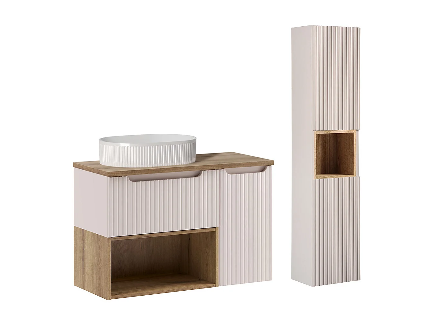 Set di mobili da bagno con lavabo Riva cashmere 90cm