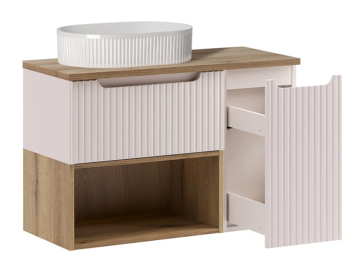 Set di mobili da bagno con lavabo Riva cashmere 90cm