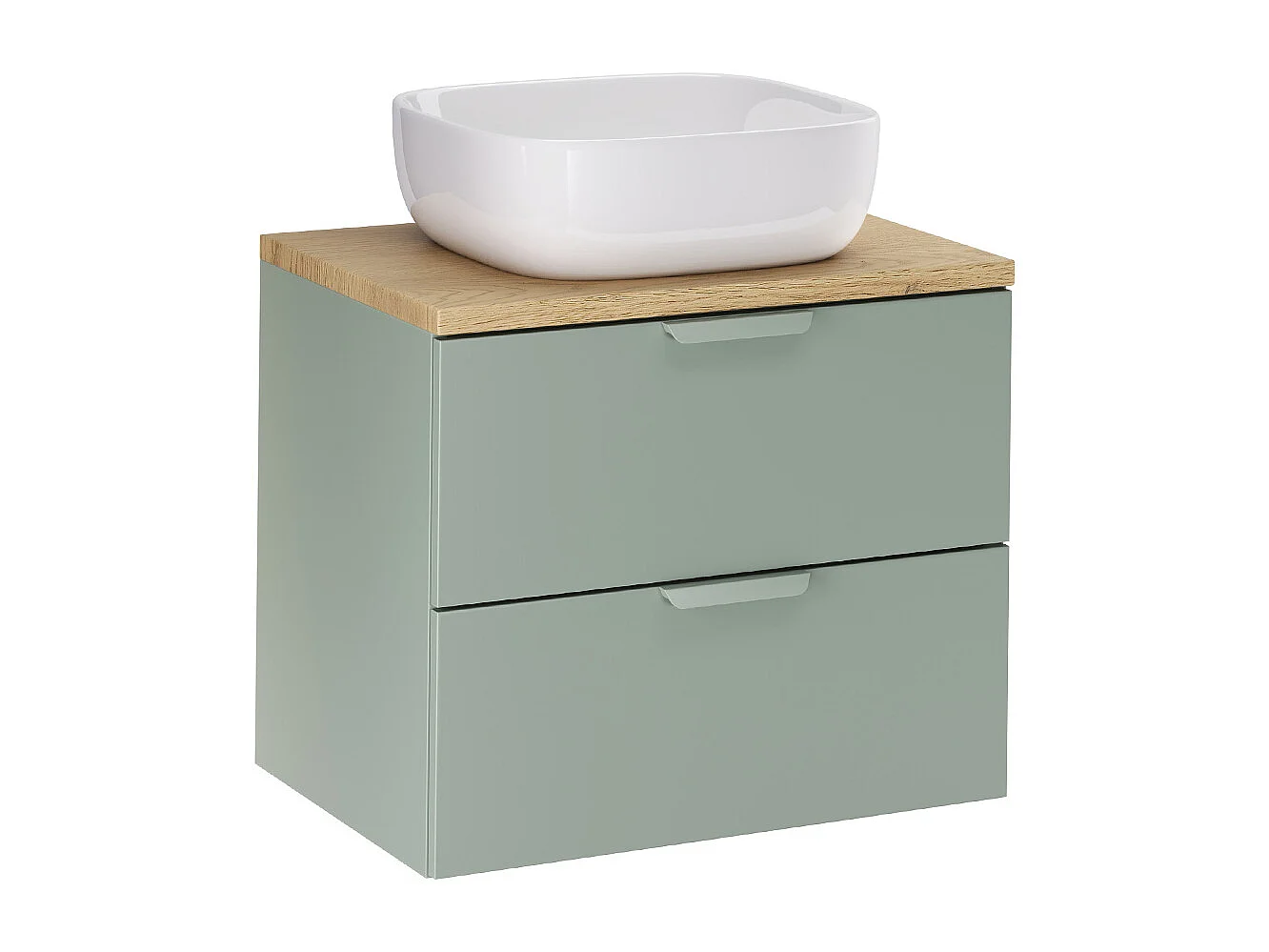 Ensemble meuble simple vasque 60cm et colonne Oria Vert mat
