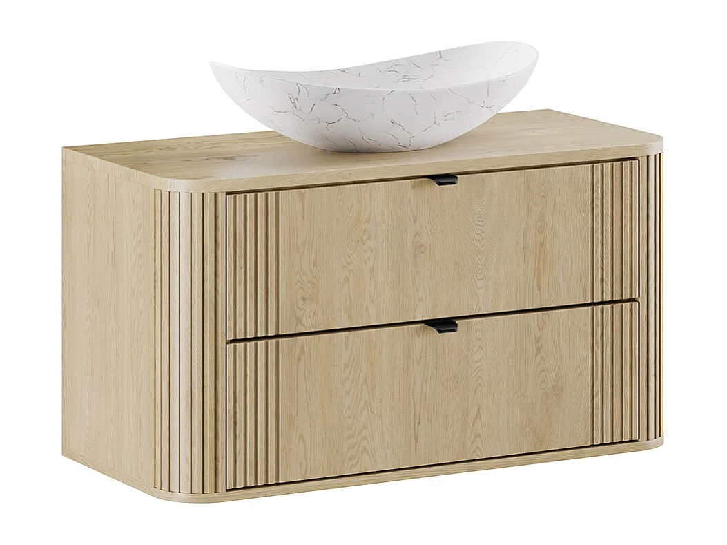 Set di mobili da bagno con lavabo Mila rovere chiaro 100cm