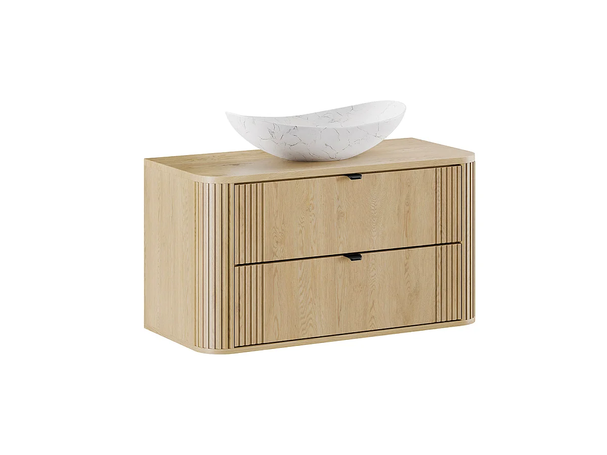 Ensemble meuble simple vasque 100cm et colonne Mila Bois