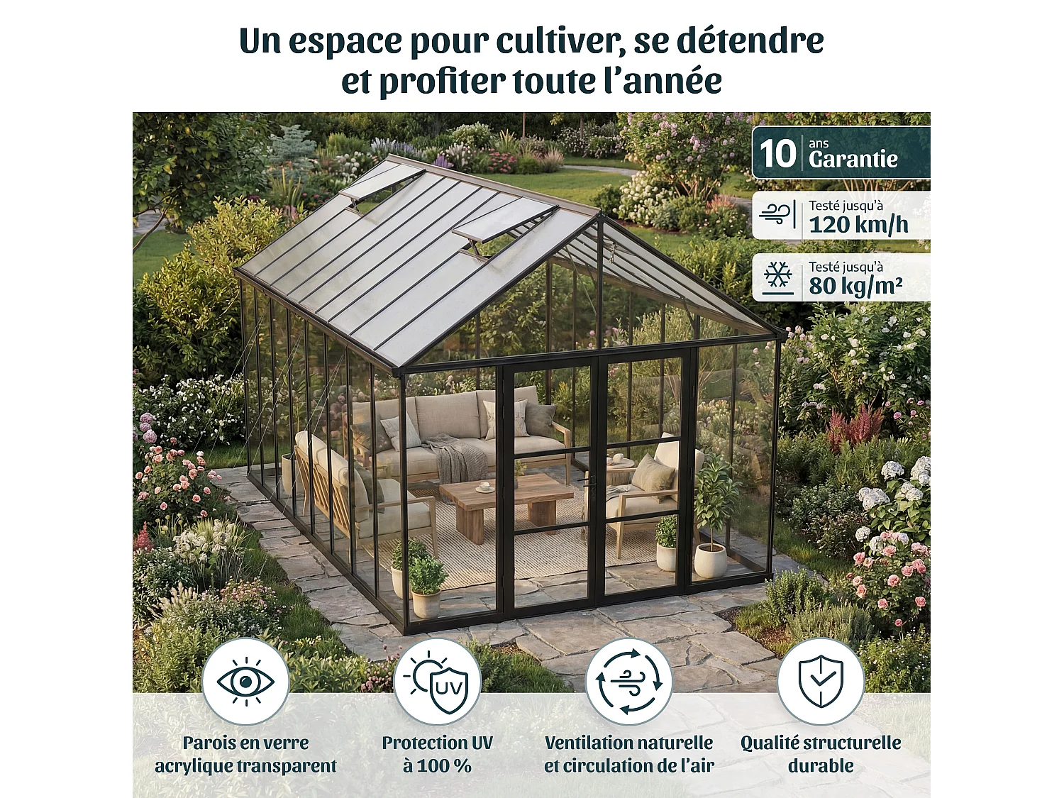 Canopia ARIA  Polycarbonaat Tuinkas 308x304x285 cm zwart