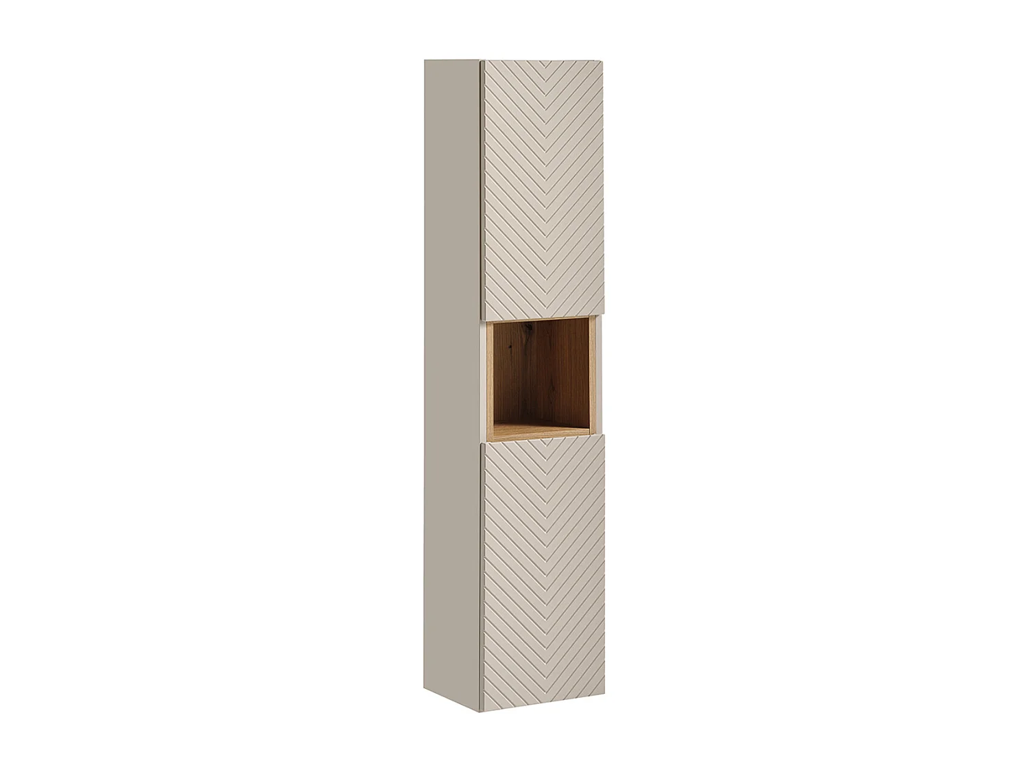 Mobiletto doppio 160 cm con specchi LED e 3 pensili Manoa cashmere e legno