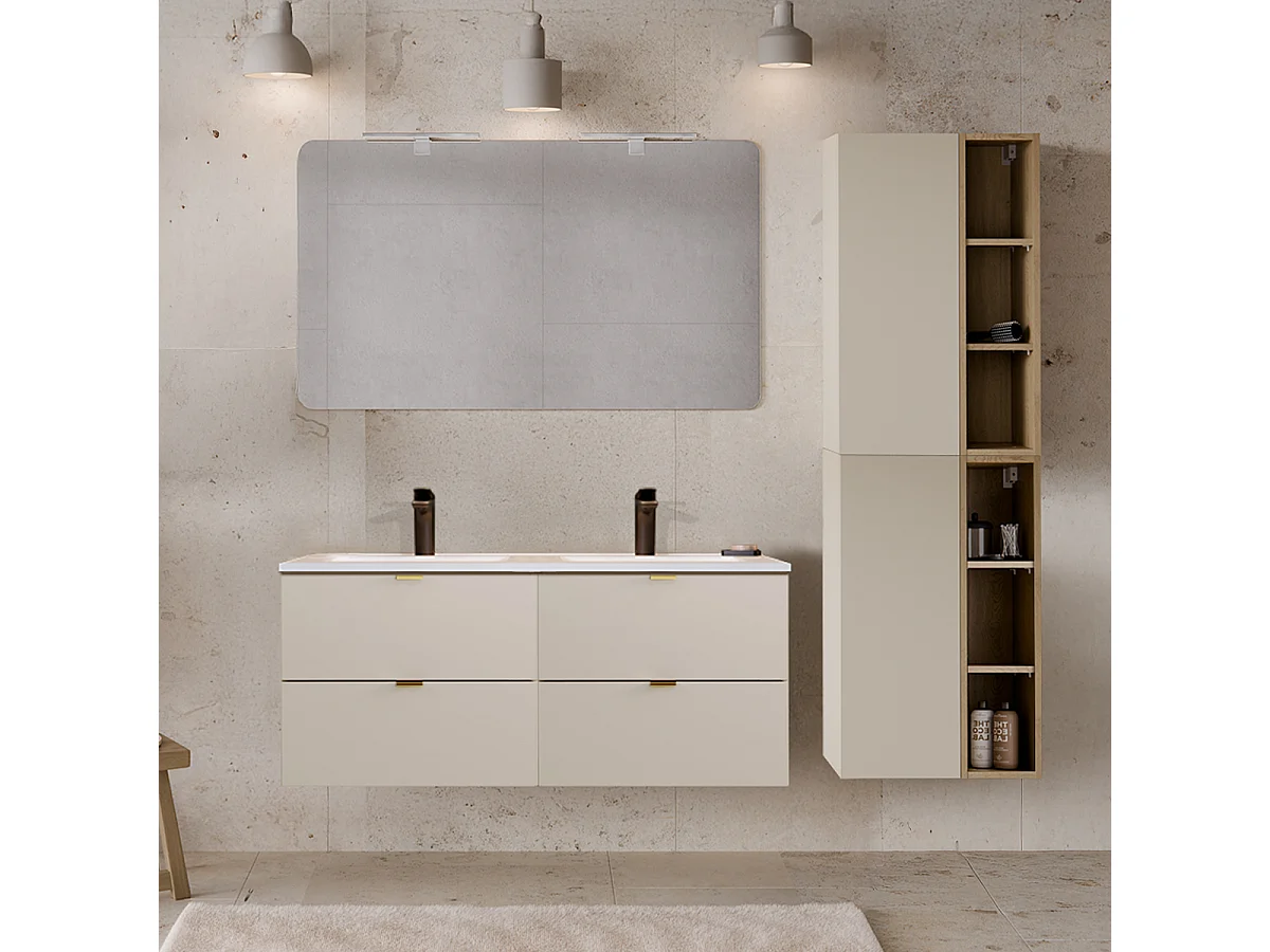 Set di mobili da bagno doppio lavabo Azel cachemire 120cm