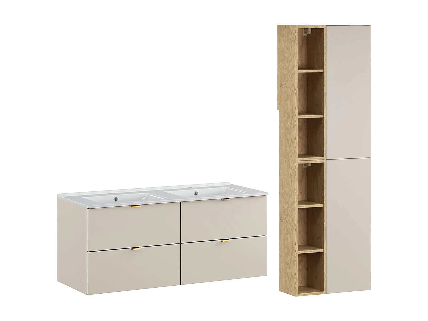 Set di mobili da bagno doppio lavabo Azel cachemire 120cm