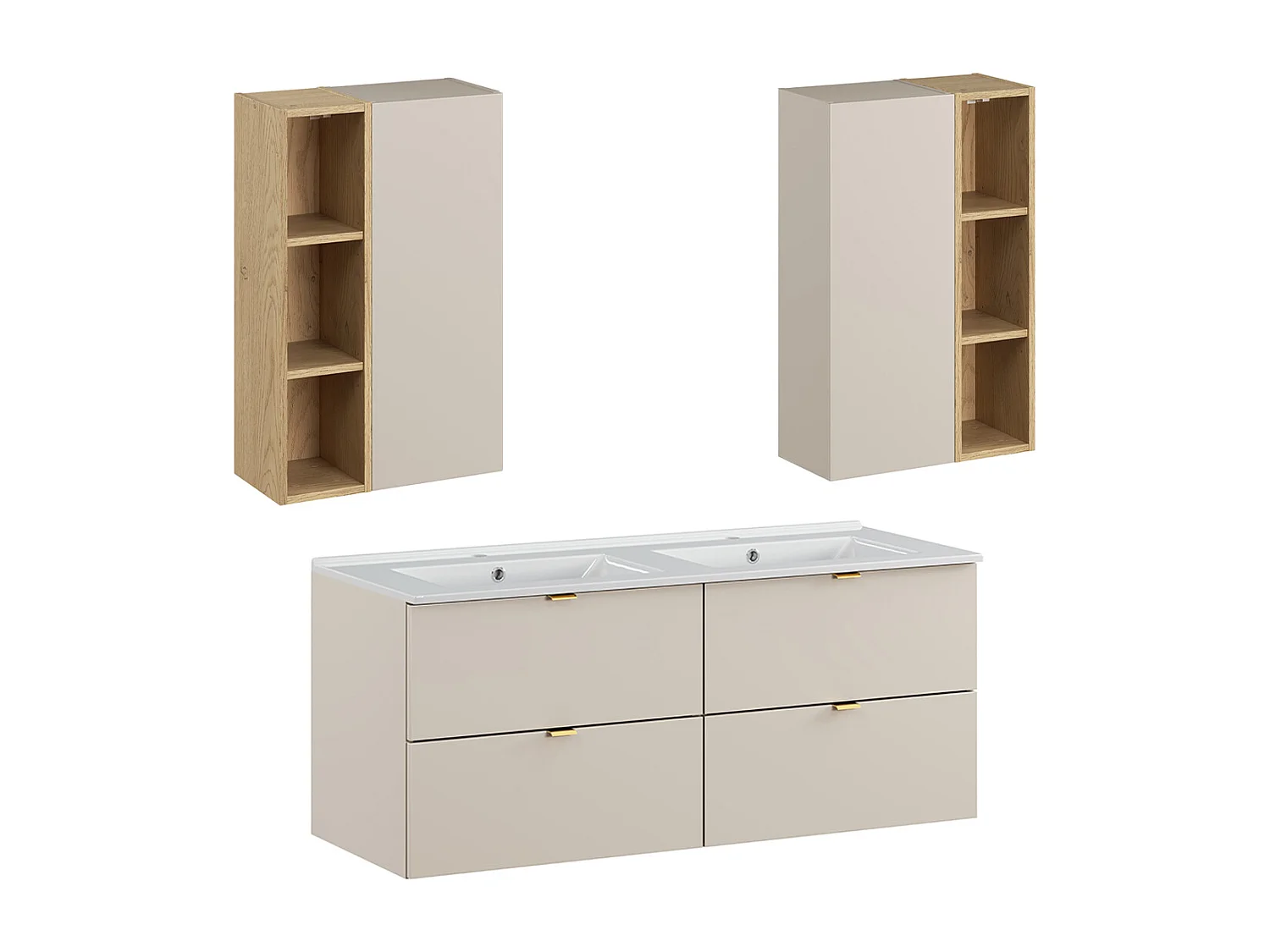 Set di mobili da bagno doppio lavabo Azel cachemire 120cm