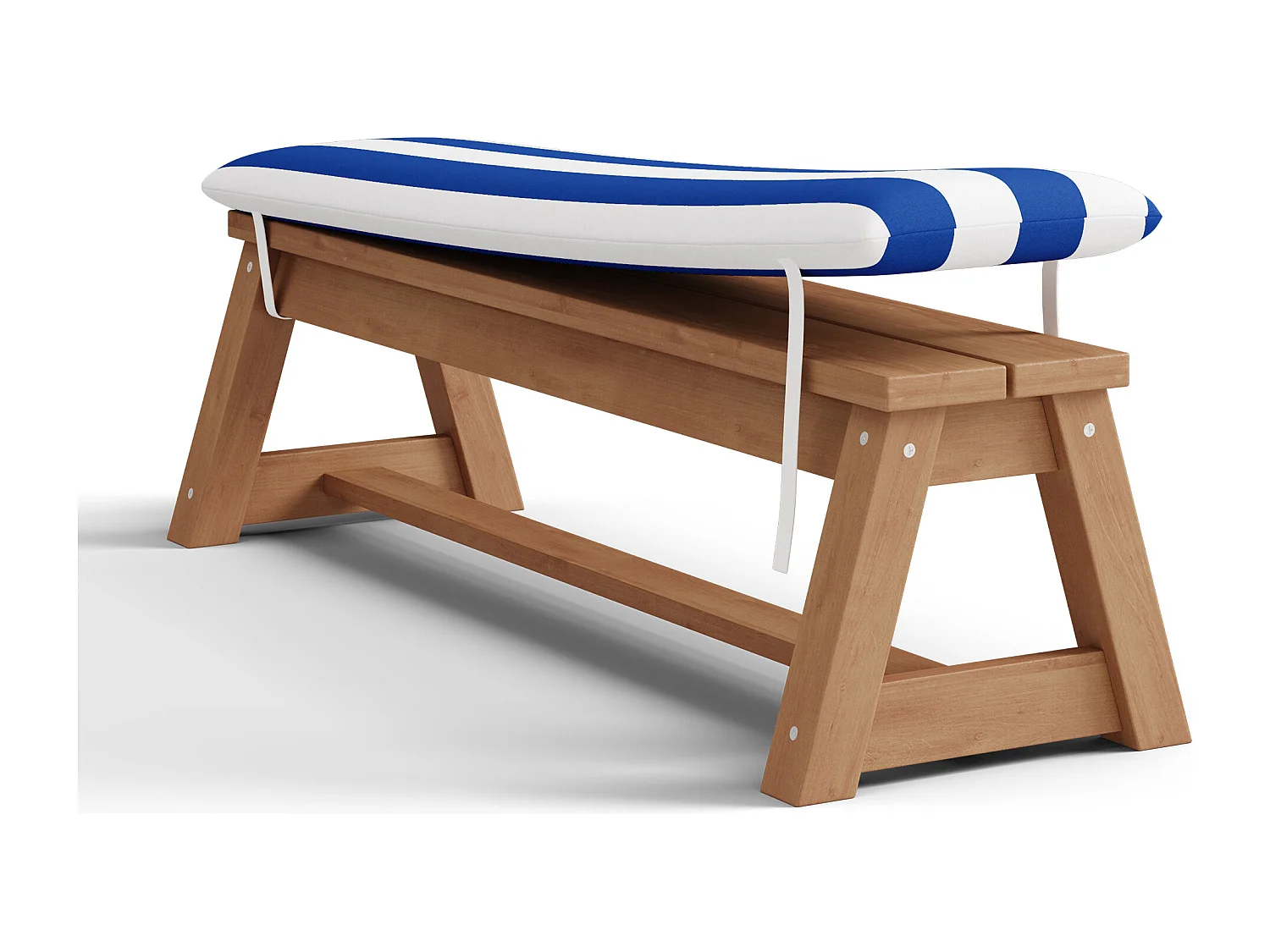 Table d'extérieur pour enfants + 2 bancs + parasol rayé bleu,mobilier de jardin en bois,patio et cour