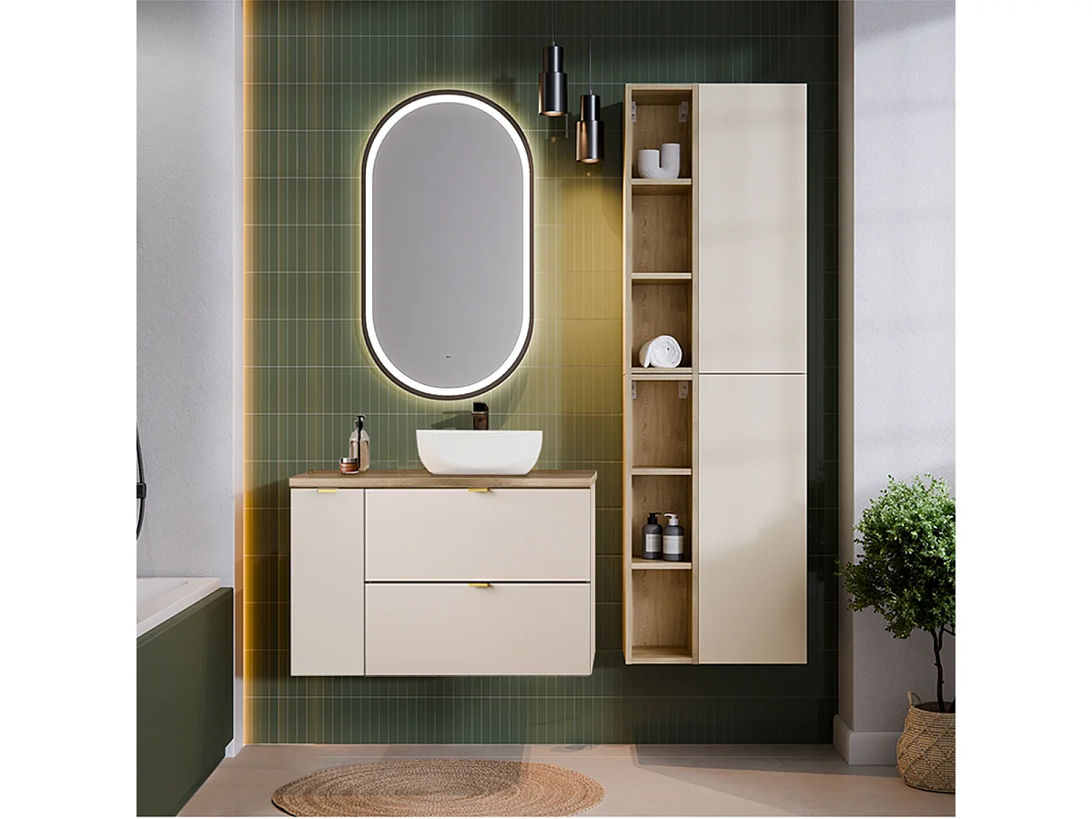 Set di mobili da bagno con lavabo Azel cachemire 80cm