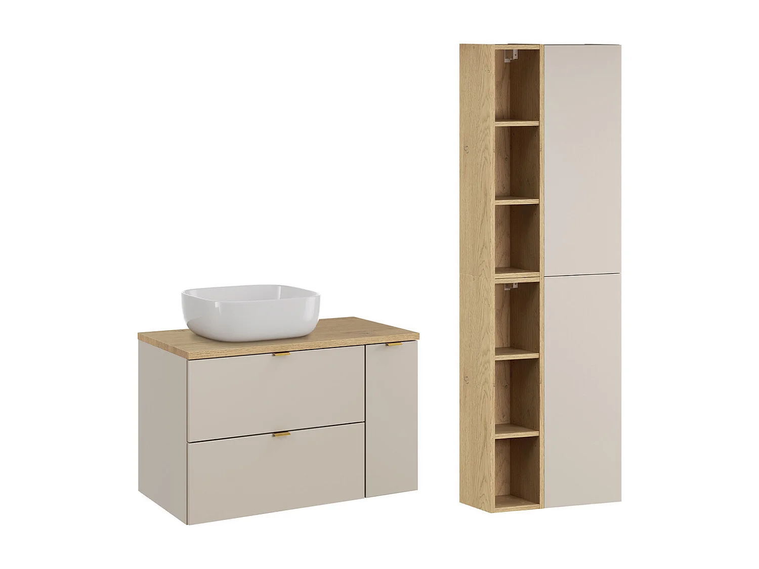 Set di mobili da bagno con lavabo Azel cachemire 80cm