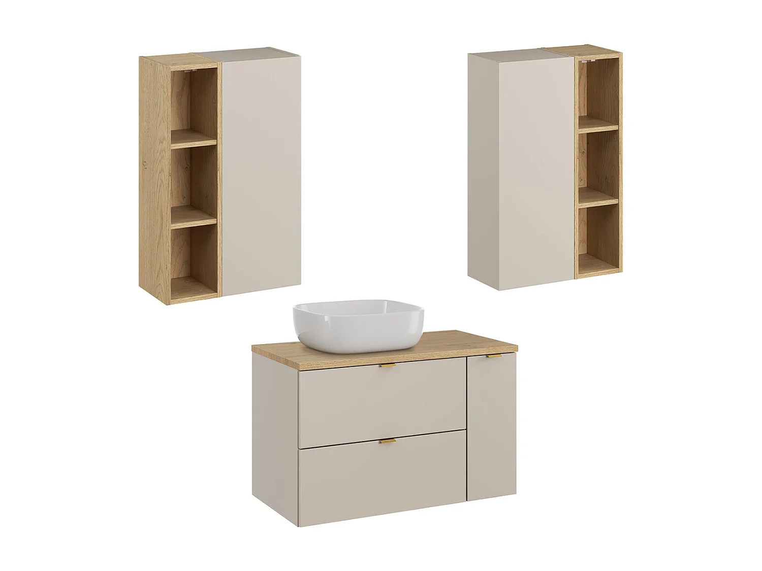 Set di mobili da bagno con lavabo Azel cachemire 80cm