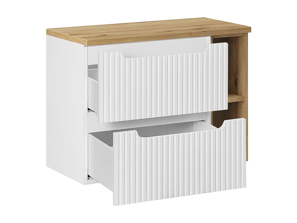 Set di mobili da bagno con lavabo Riva bianco e marrone 80cm