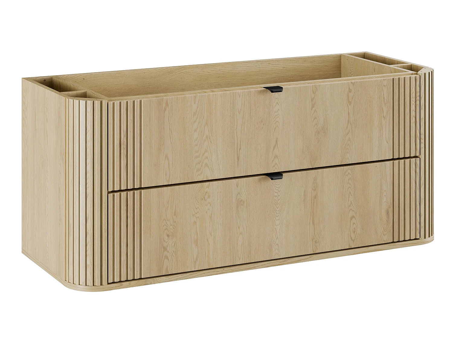 Set aus Einzelmöbel, Einbauwaschbecken 120cm und Säule Mila Holz