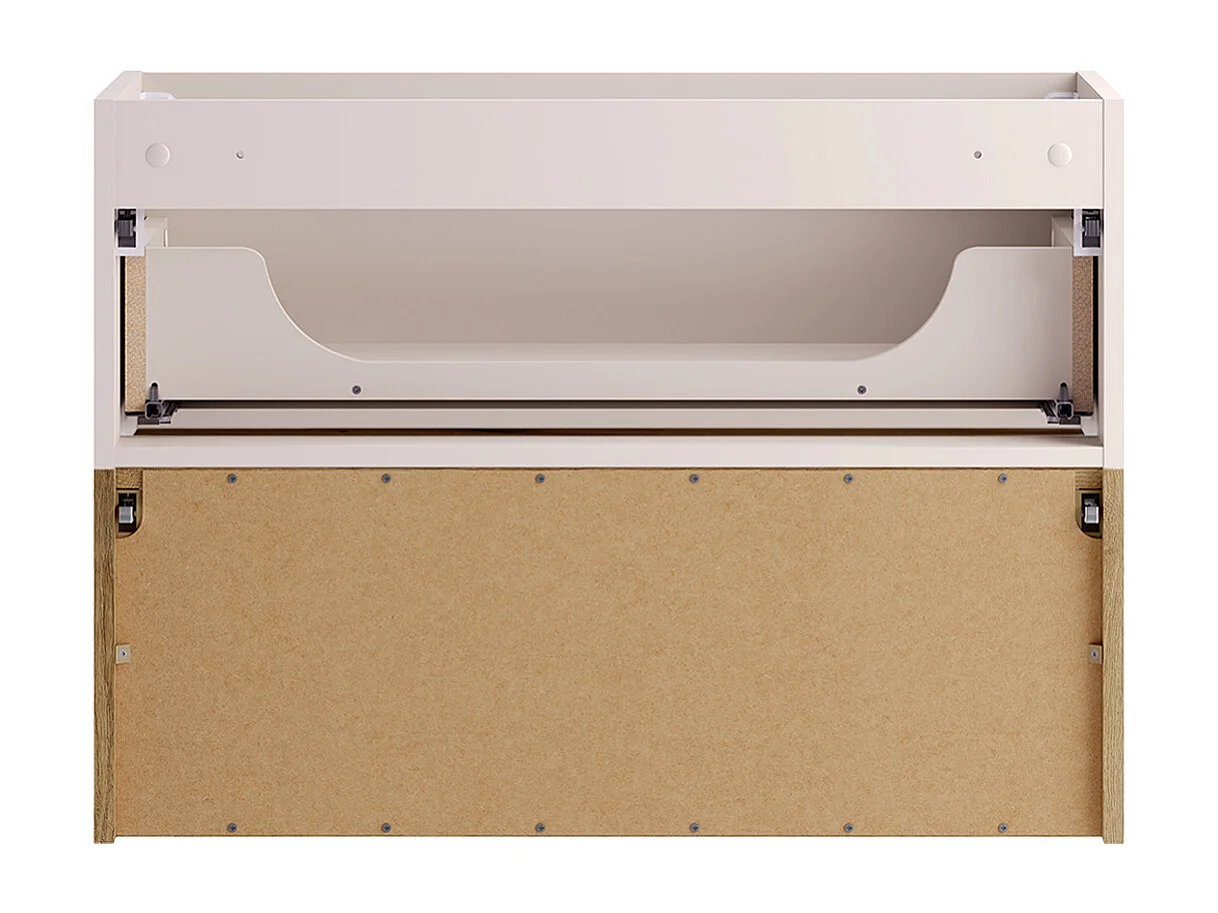Ensemble meuble simple vasque 120cm panier à linge et colonne Riva Cachemire et Bois