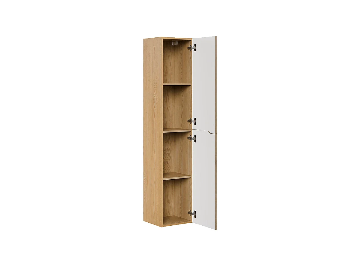 Ensemble meuble double vasque encastrée 120cm et colonne Isaline Bois