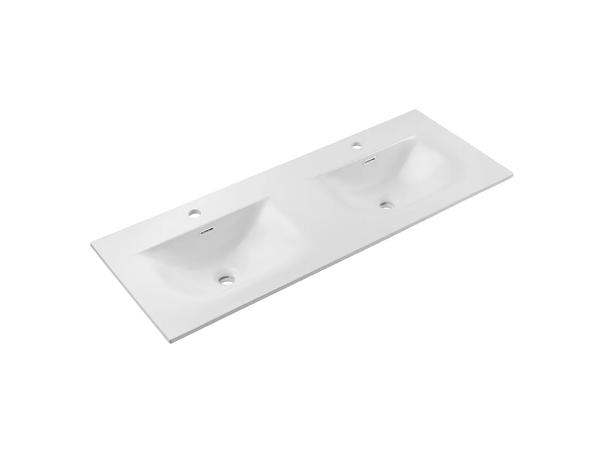 Ensemble meuble double vasque encastrée 120cm et colonne Isaline Bois