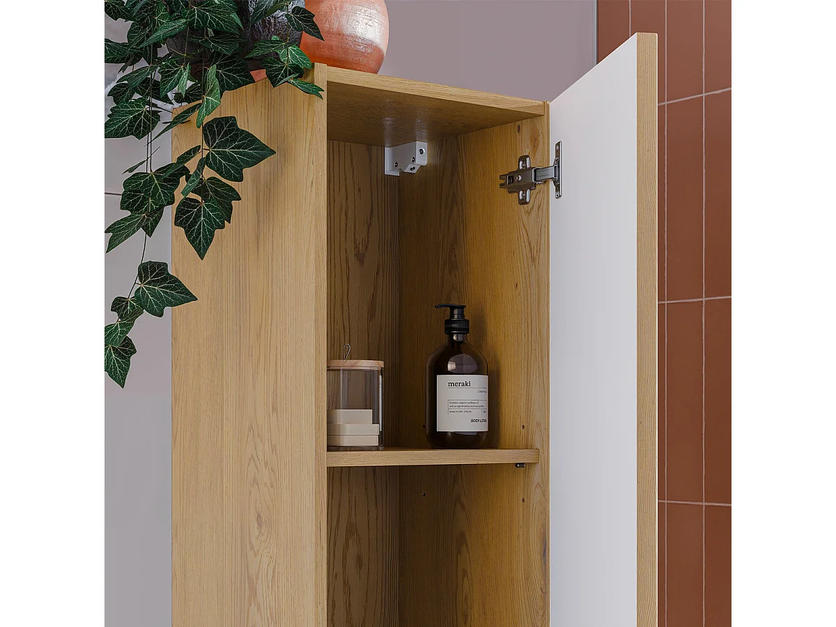 Ensemble meuble double vasque encastrée 120cm et colonne Isaline Bois