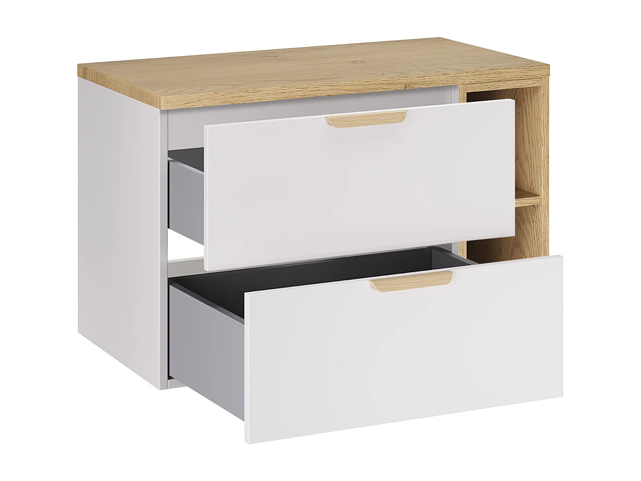 Set Waschtischunterschrank 80cm 2 Nischen und Säule Oria Weiß matt