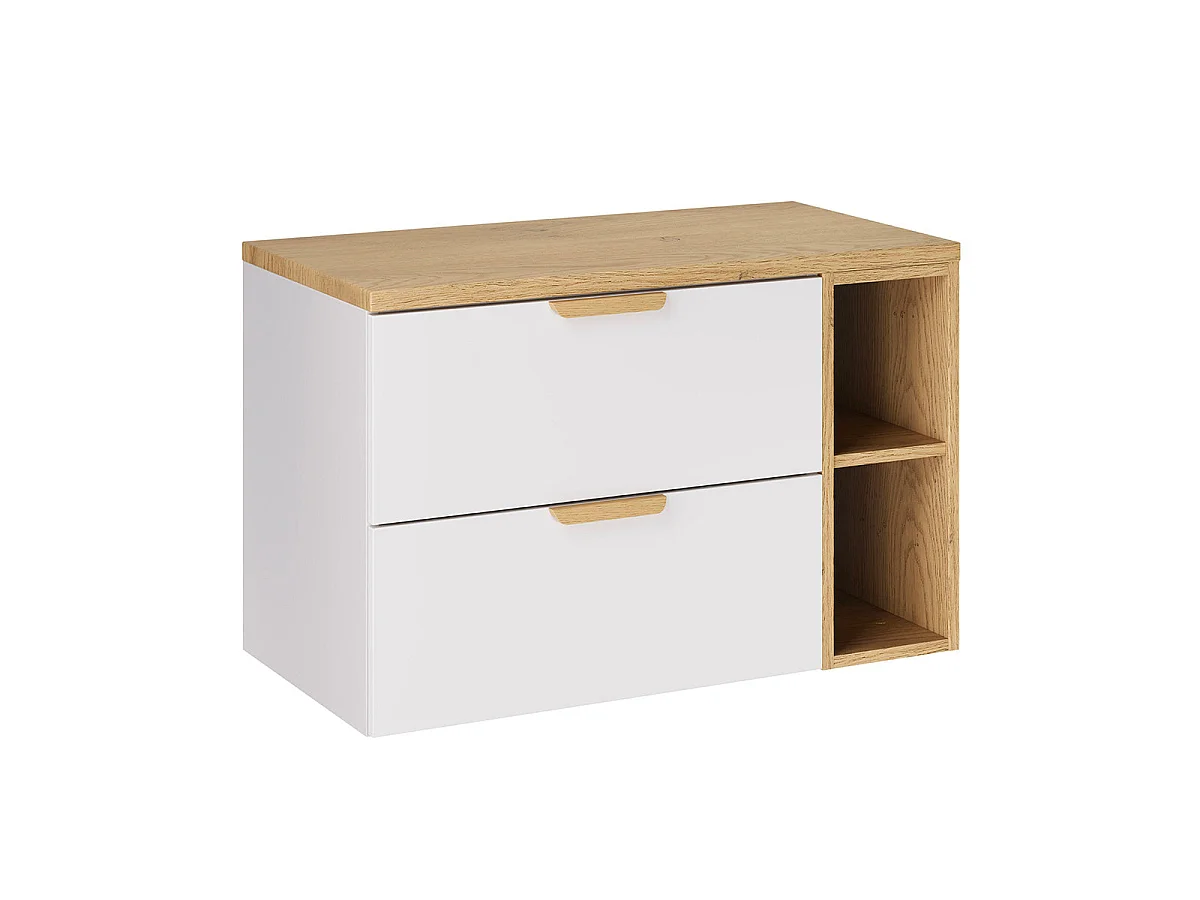 Mobile sottopiano da 80 cm a 2 nicchie con colonna Oria Bianco opaco