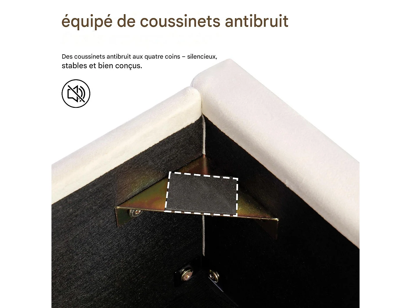 Lit coffre enfant 90x200 cm en velours avec tête de lit arc-en-ciel - beige