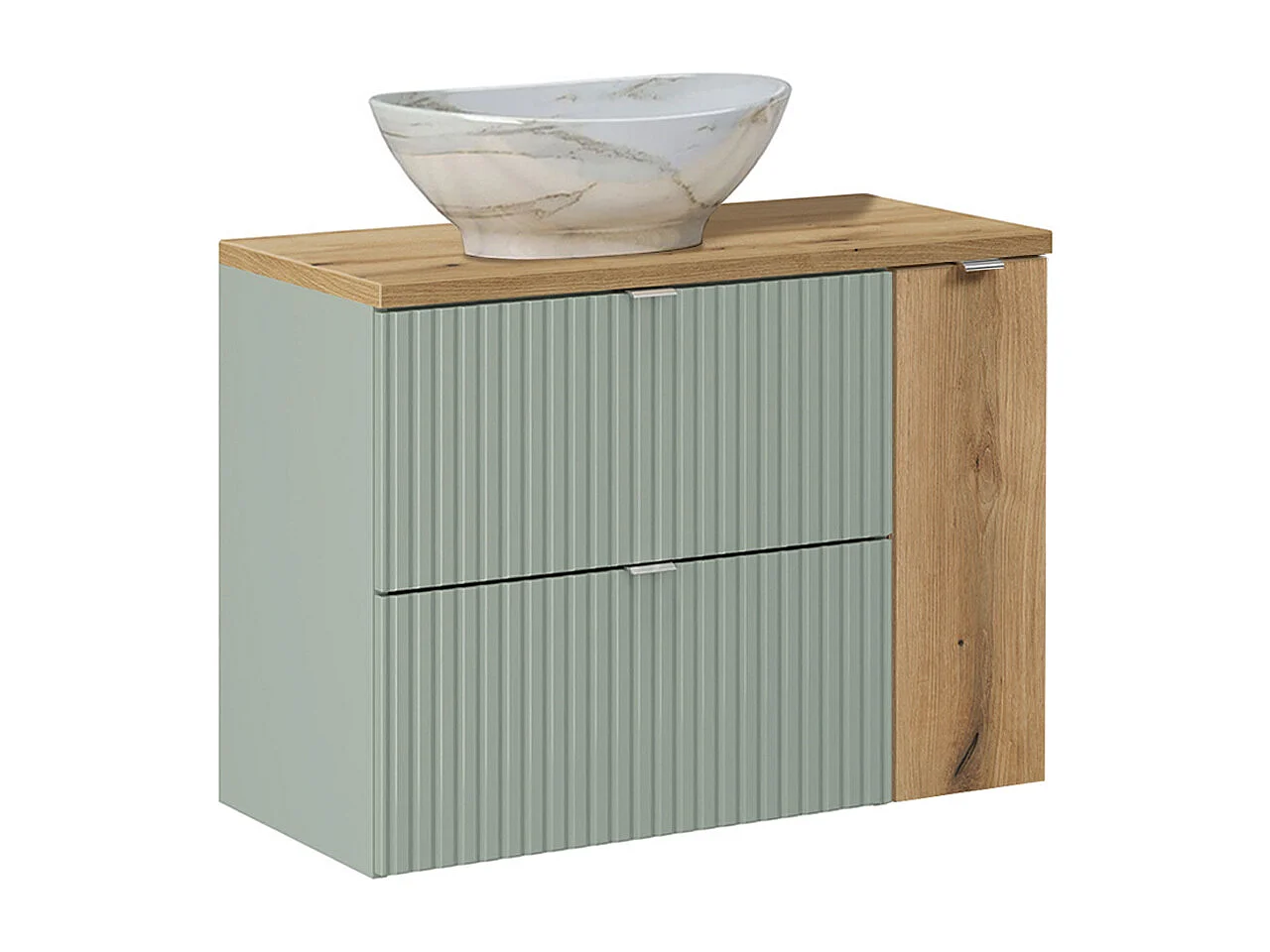 Ensemble meuble simple vasque 80cm et colonne Jade Vert et Bois
