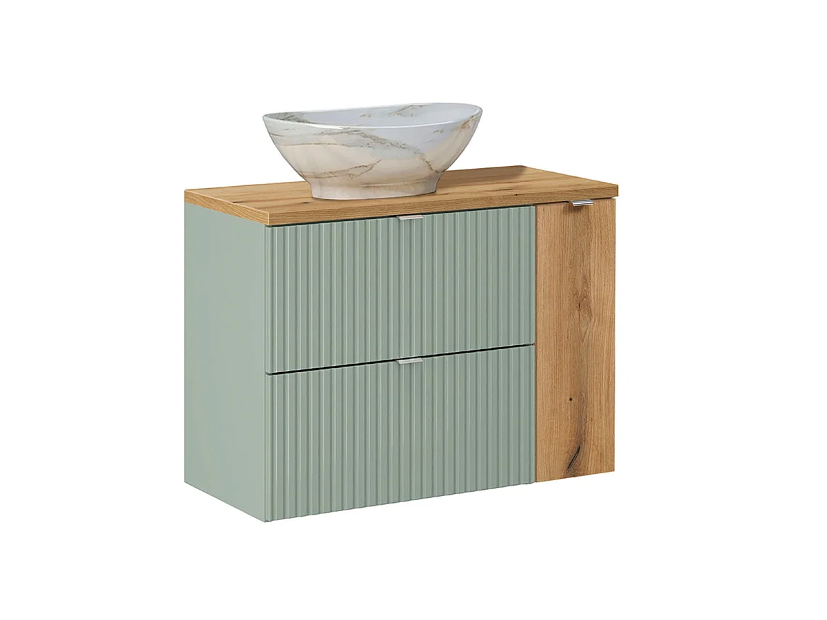 Ensemble meuble simple vasque 80cm og colonne Jade Vert og Bois