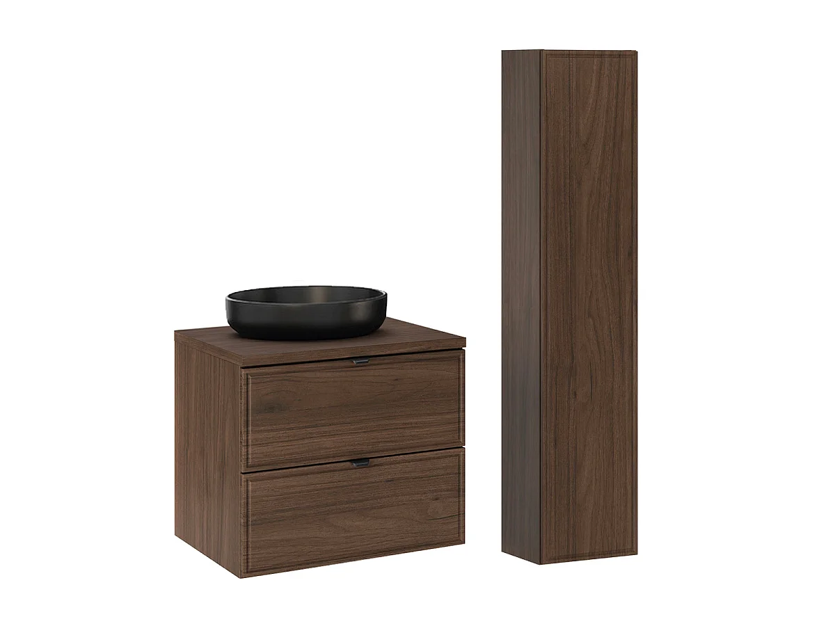 Elias lavabo singolo 60 cm e colonna Legno scuro