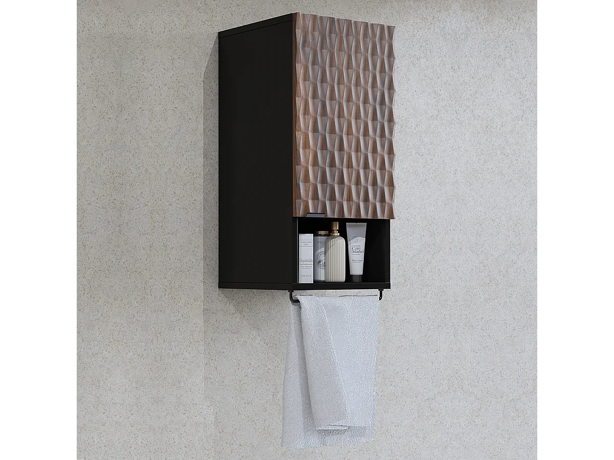 Armoire murale 1 porte Nevia Bois et Noir
