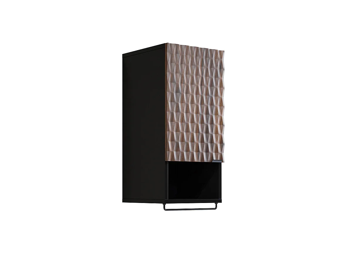 Nevia Wood and Black 1-door wall cabinet