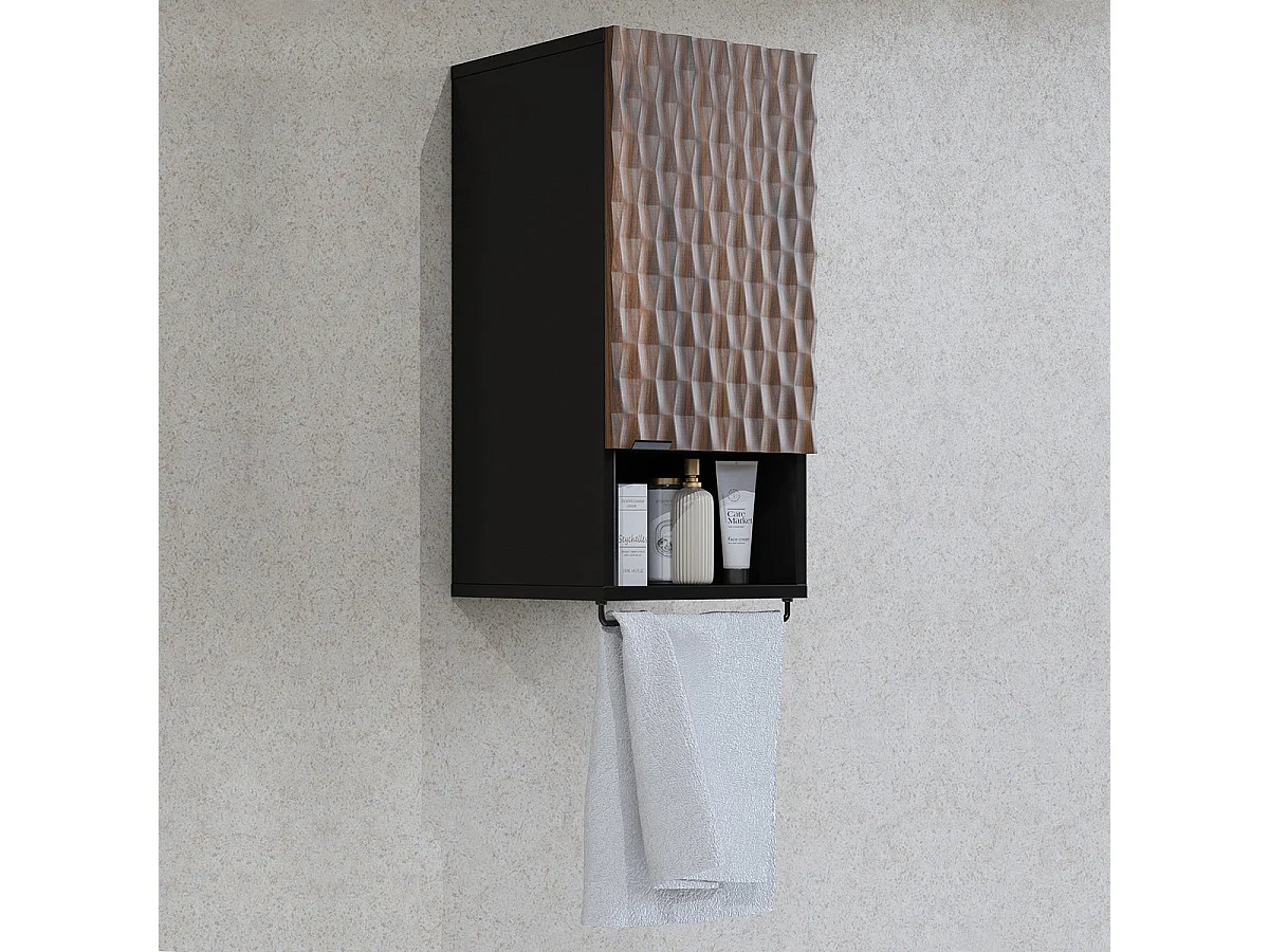 Nevia Wood and Black 1-door wall cabinet