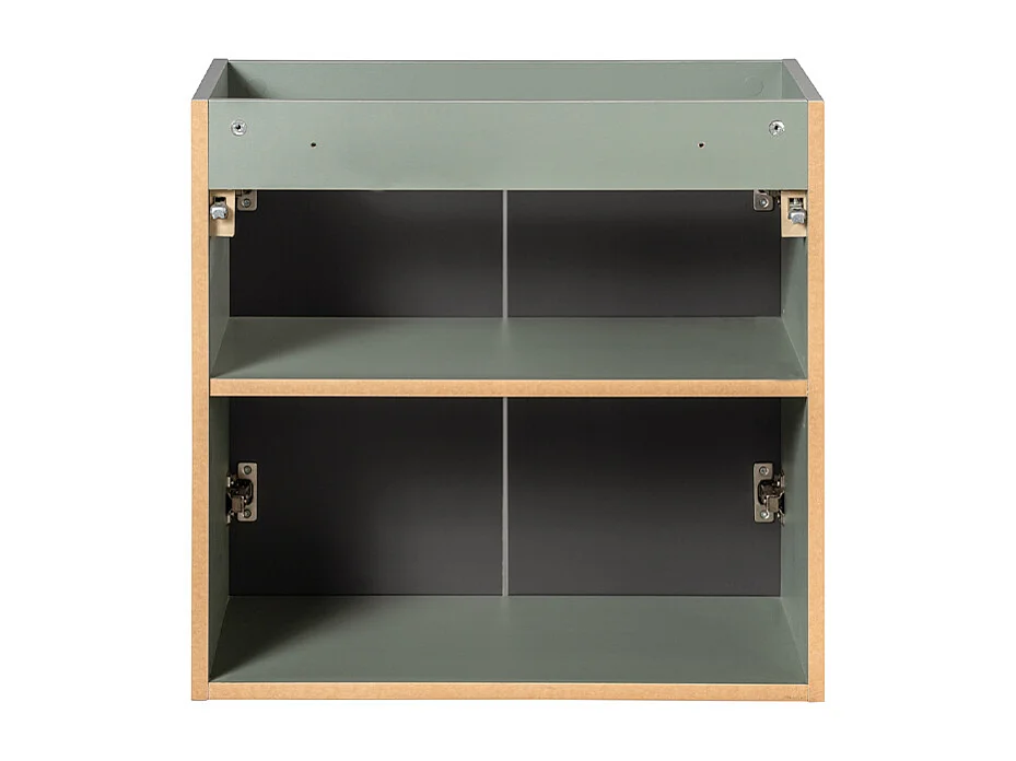 Ensemble meuble simple vasque 80cm 2 portes 2 niches et colonne Jade Vert et Bois